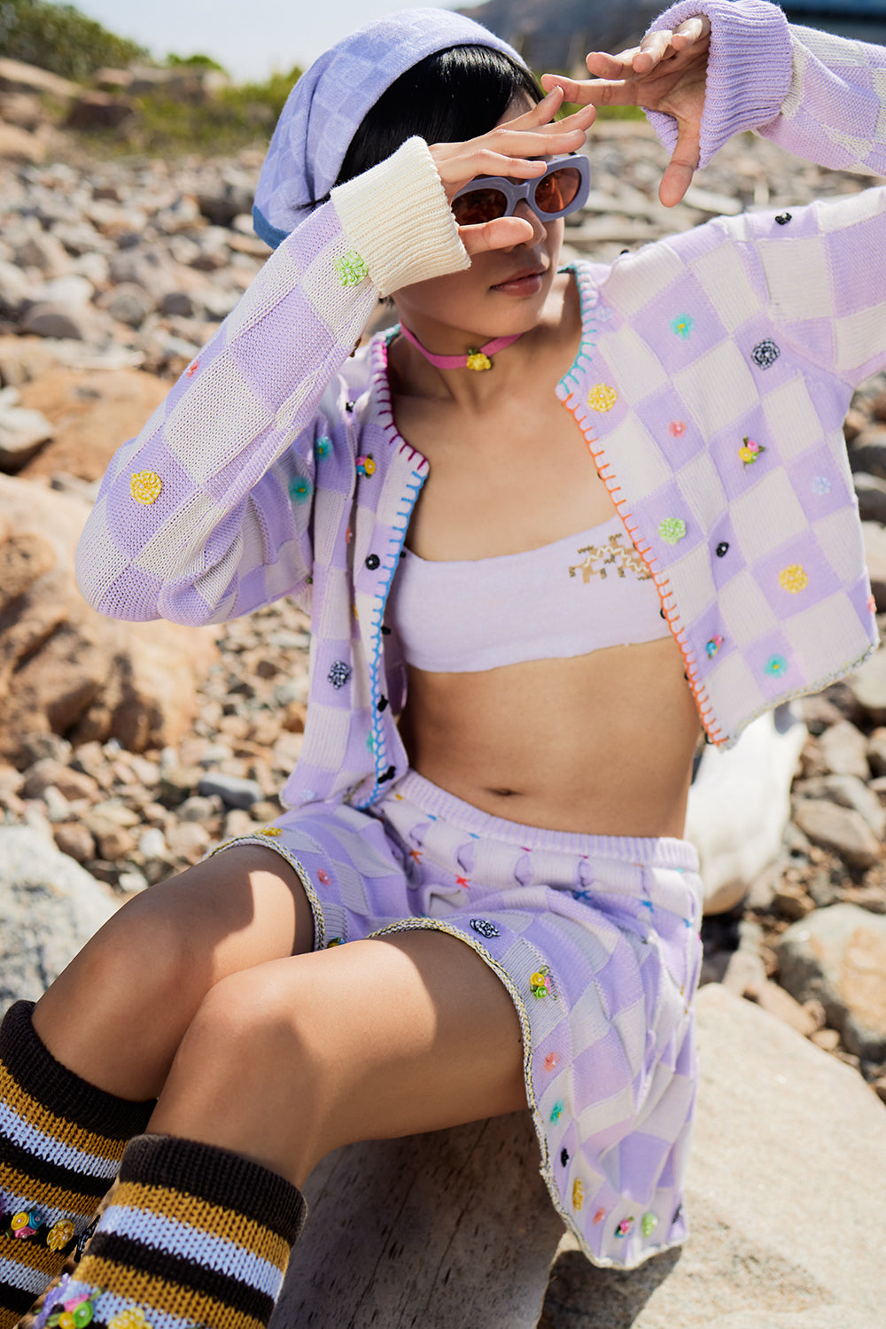 Plaited Check Jacket