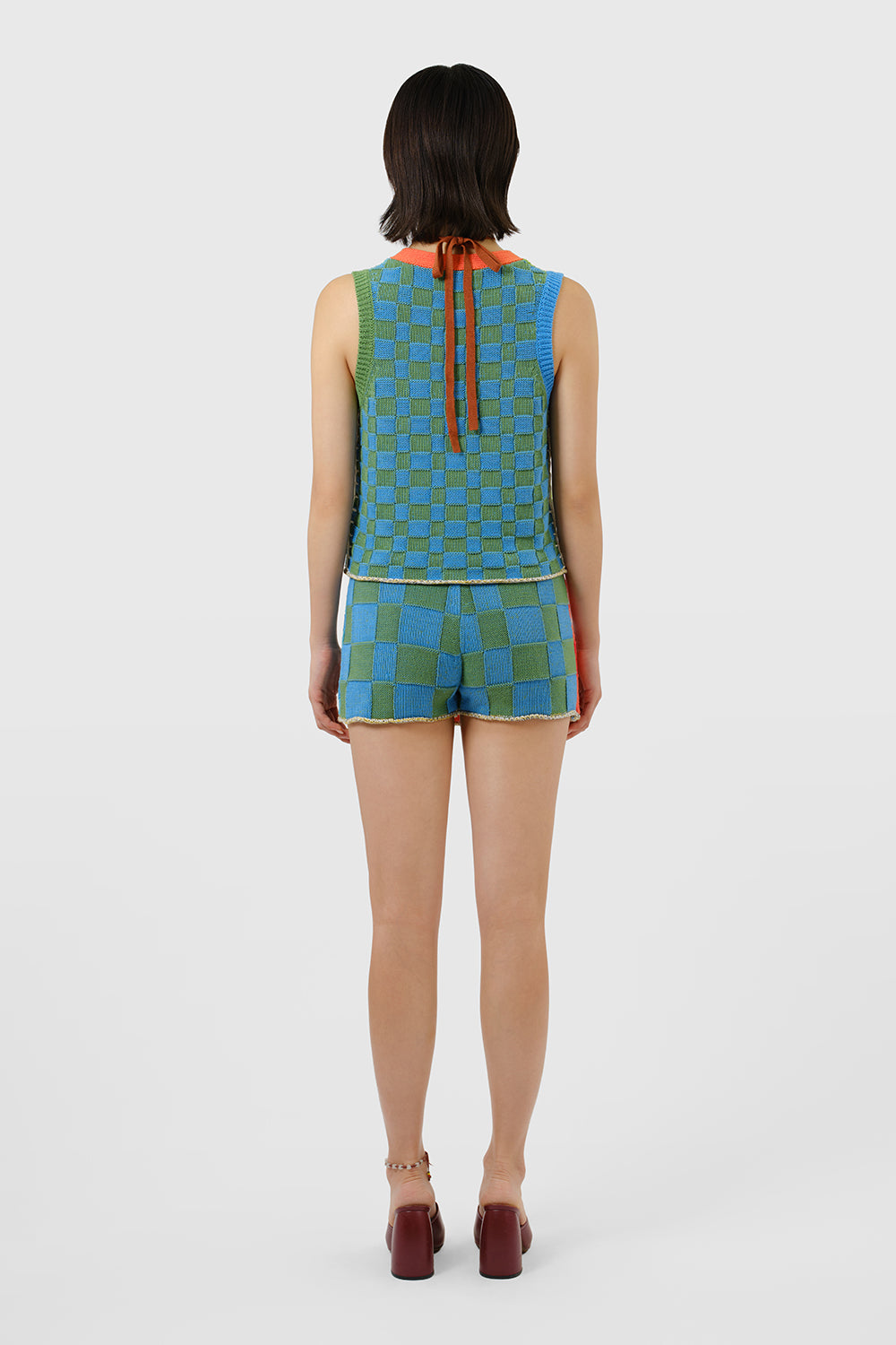 Embellished Check Wrap Skort