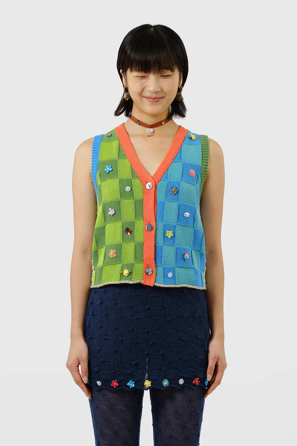 Embellished Check Waistcoat