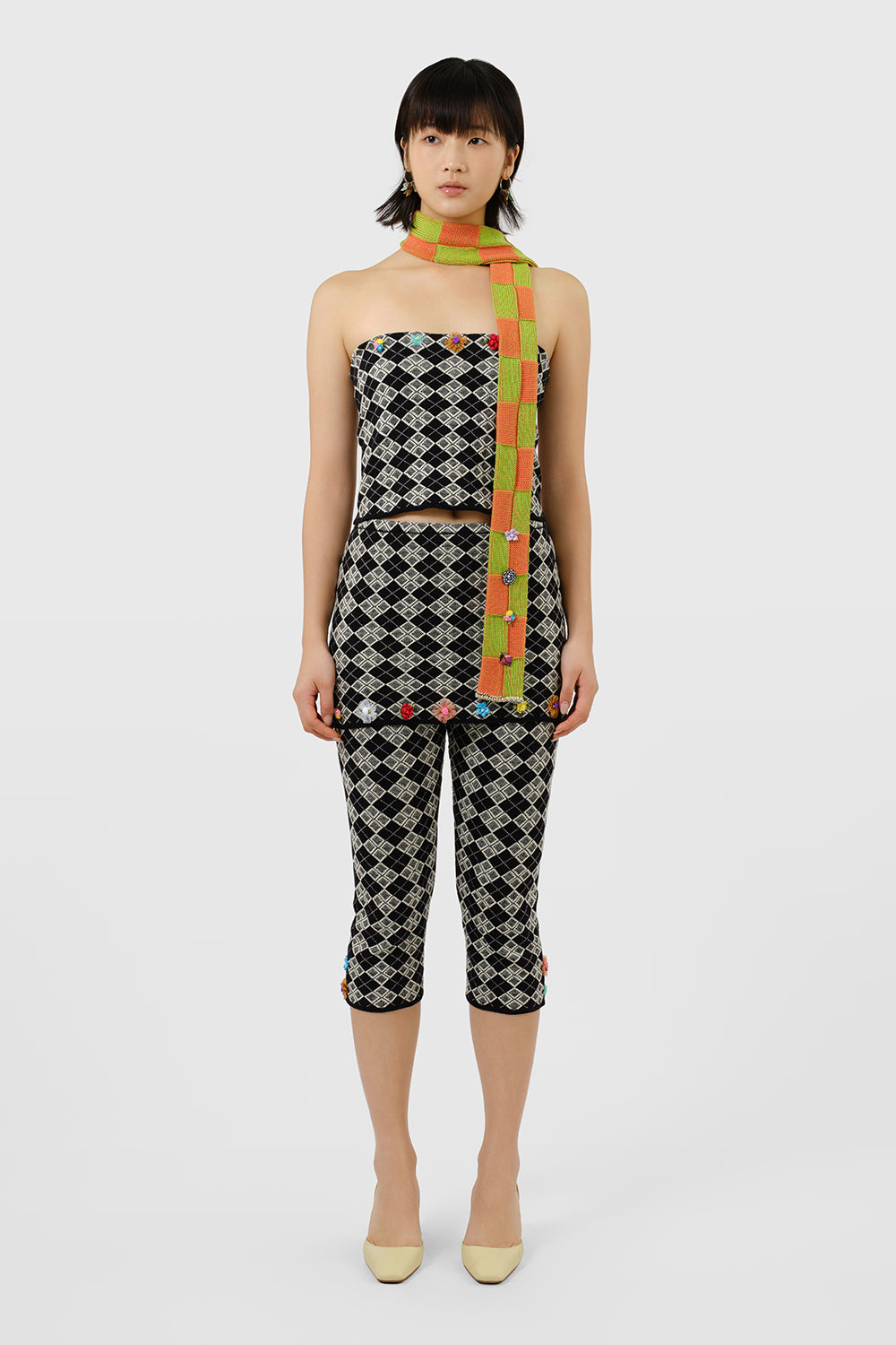 Argyle Mini Skirt over Pedal Pusher Set
