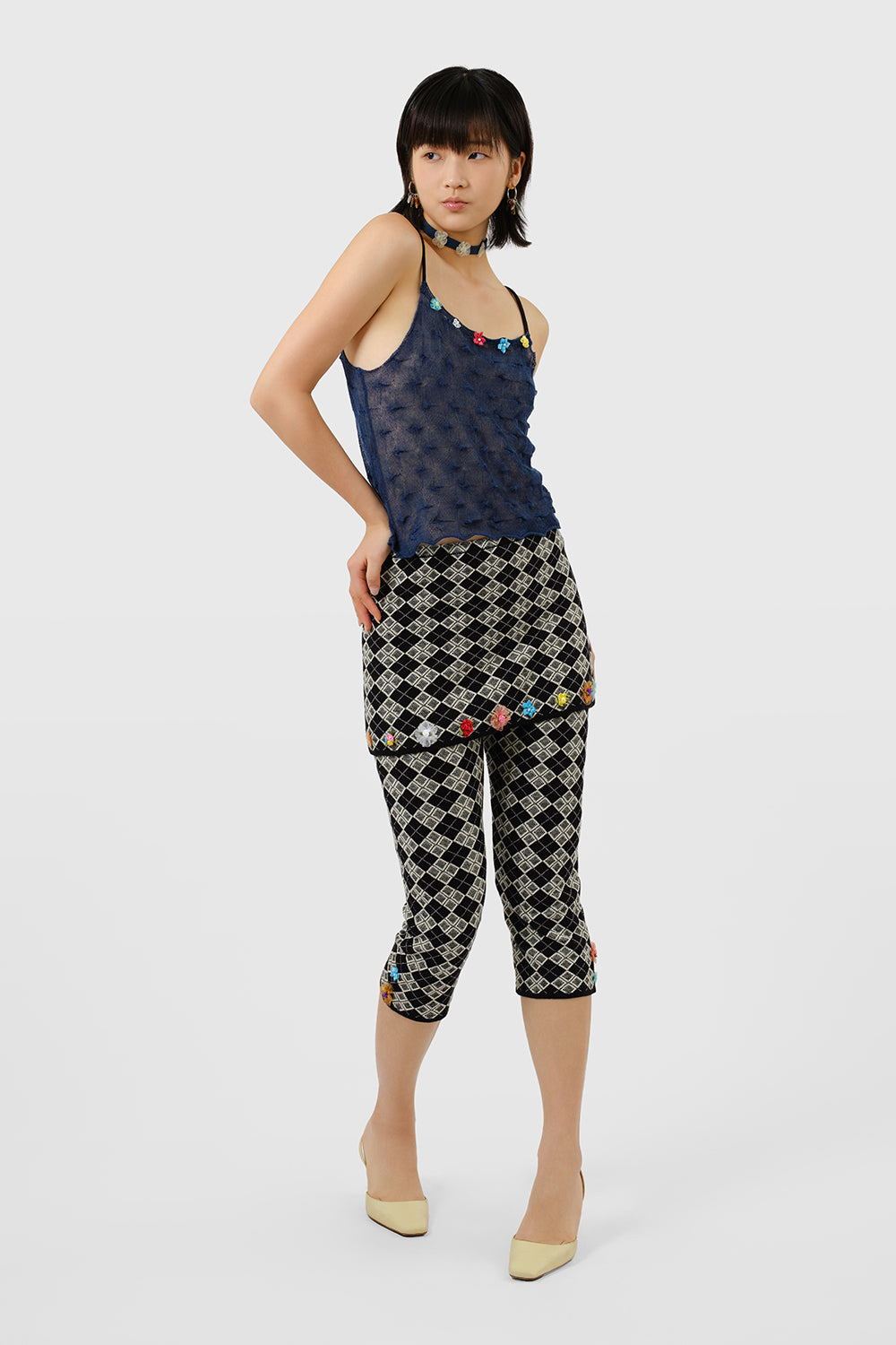 Argyle Mini Skirt over Pedal Pusher Set