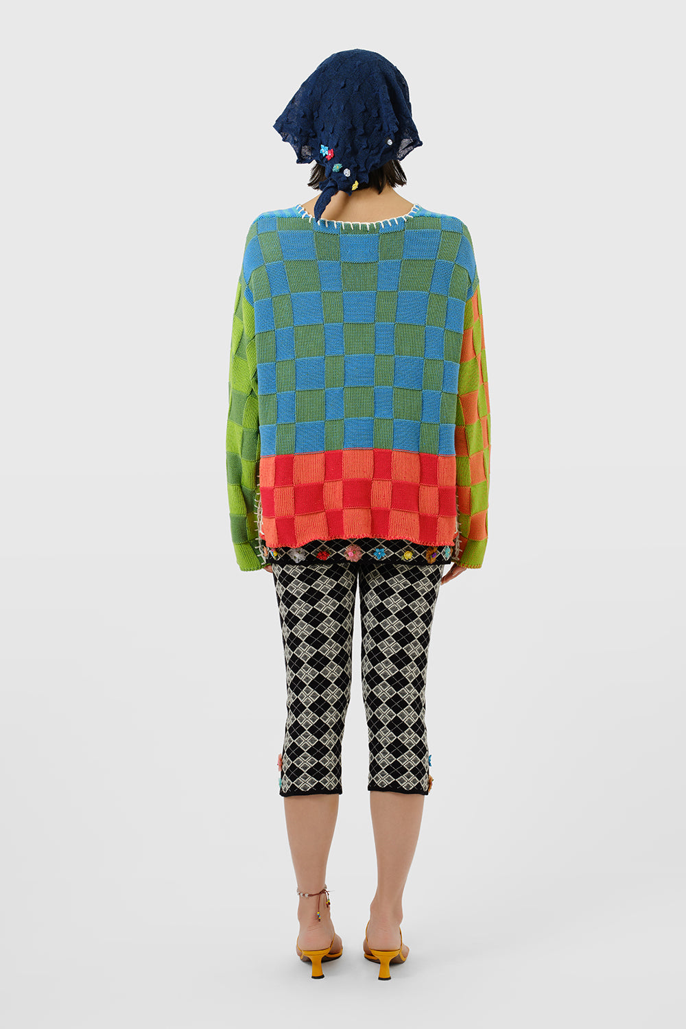 Cloud Check Boatneck Pullover