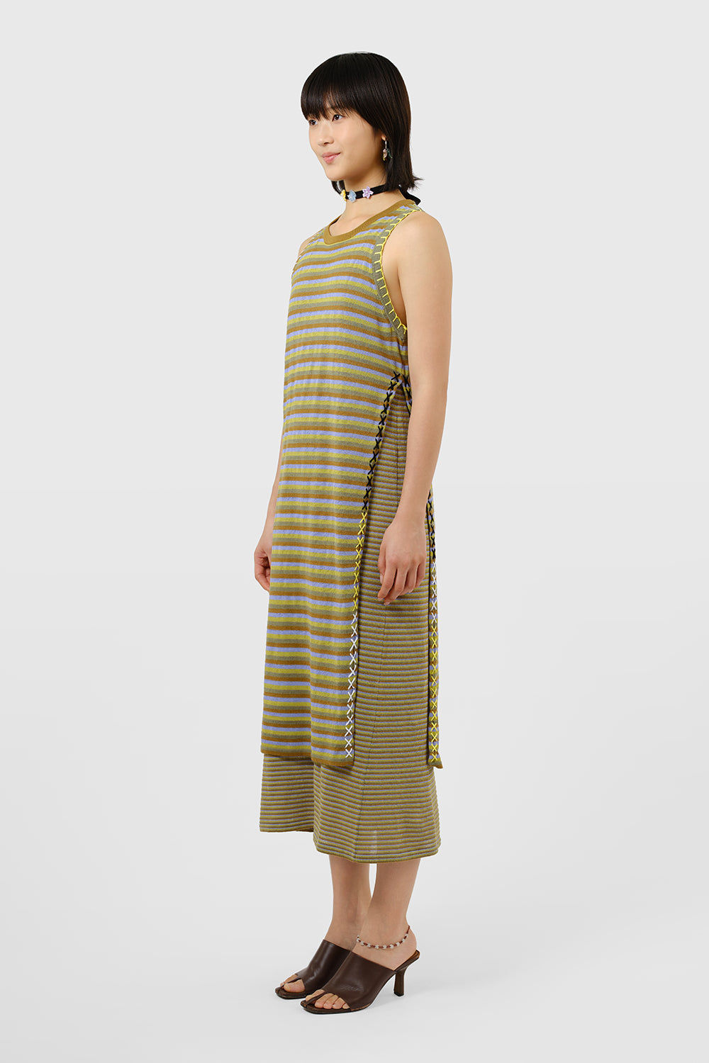 Romy Double Layer Tank Dress Army Microstripe / S