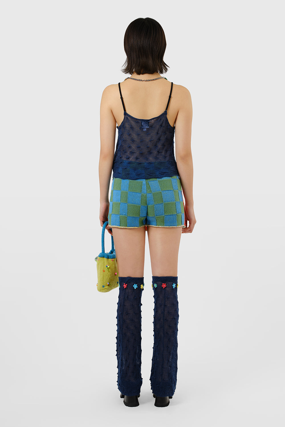 Embellished Check Wrap Skort