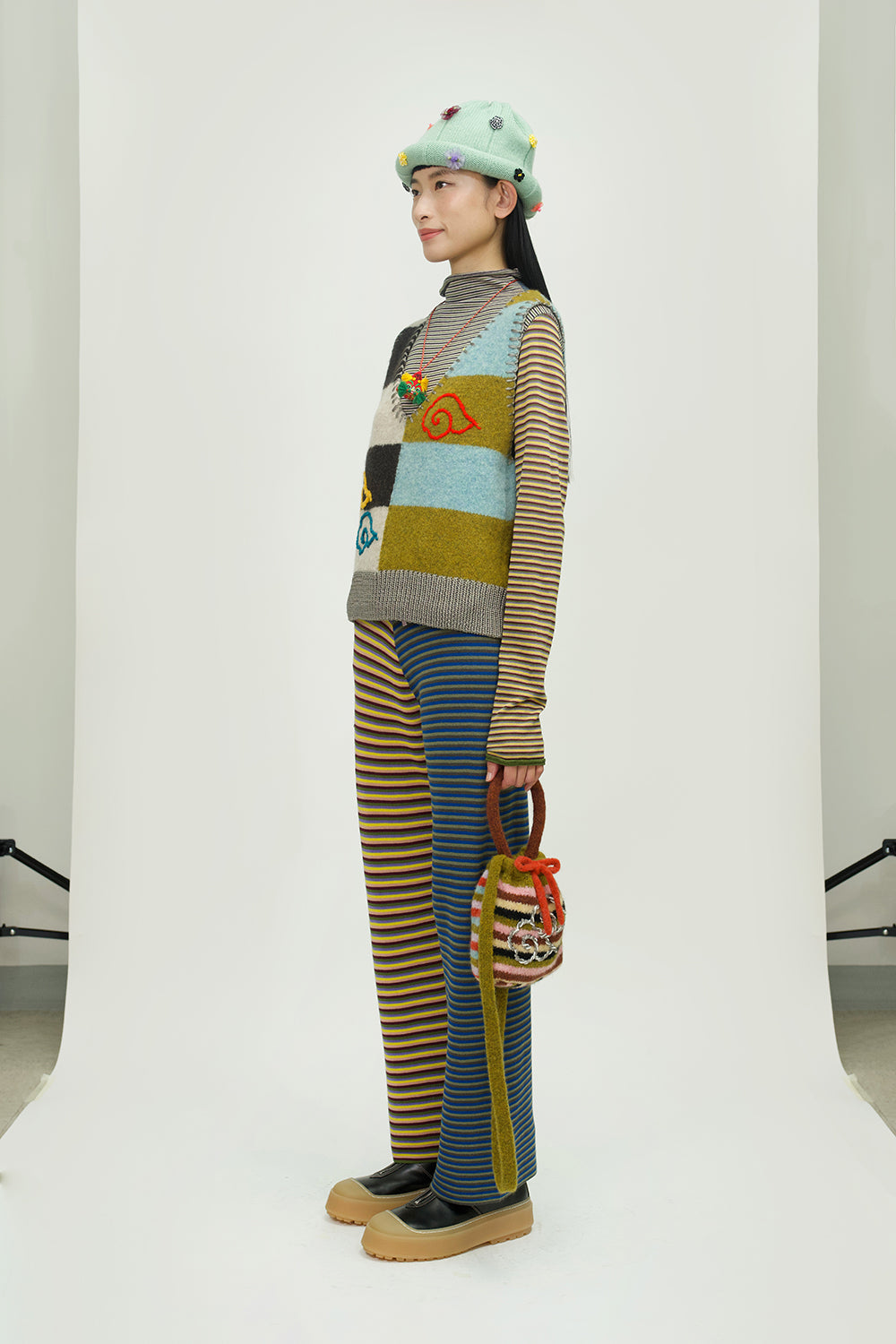 Cotton Microstripe Turtleneck