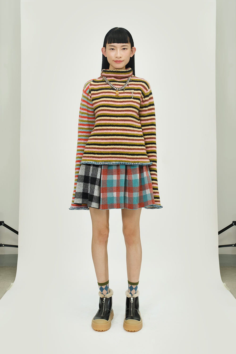 Softi Stripe Mock Neck Pullover