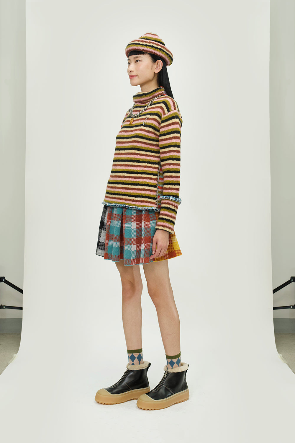 Softi Stripe Mock Neck Pullover