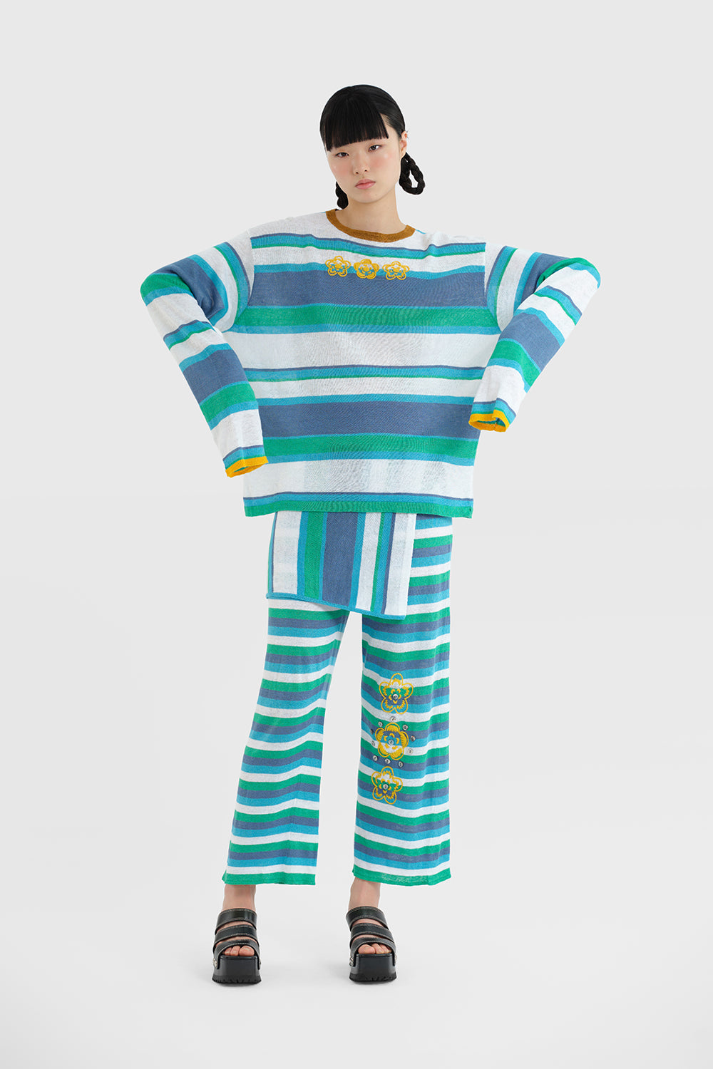 NEW! Linen Stripe Double Layer Apron with Pant