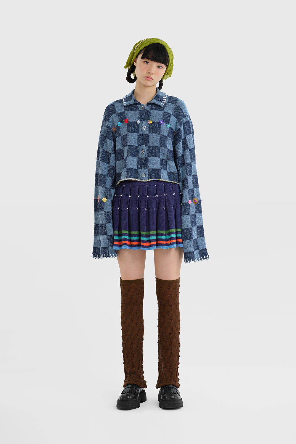 Cotton Bao Pleated Mini Skirt