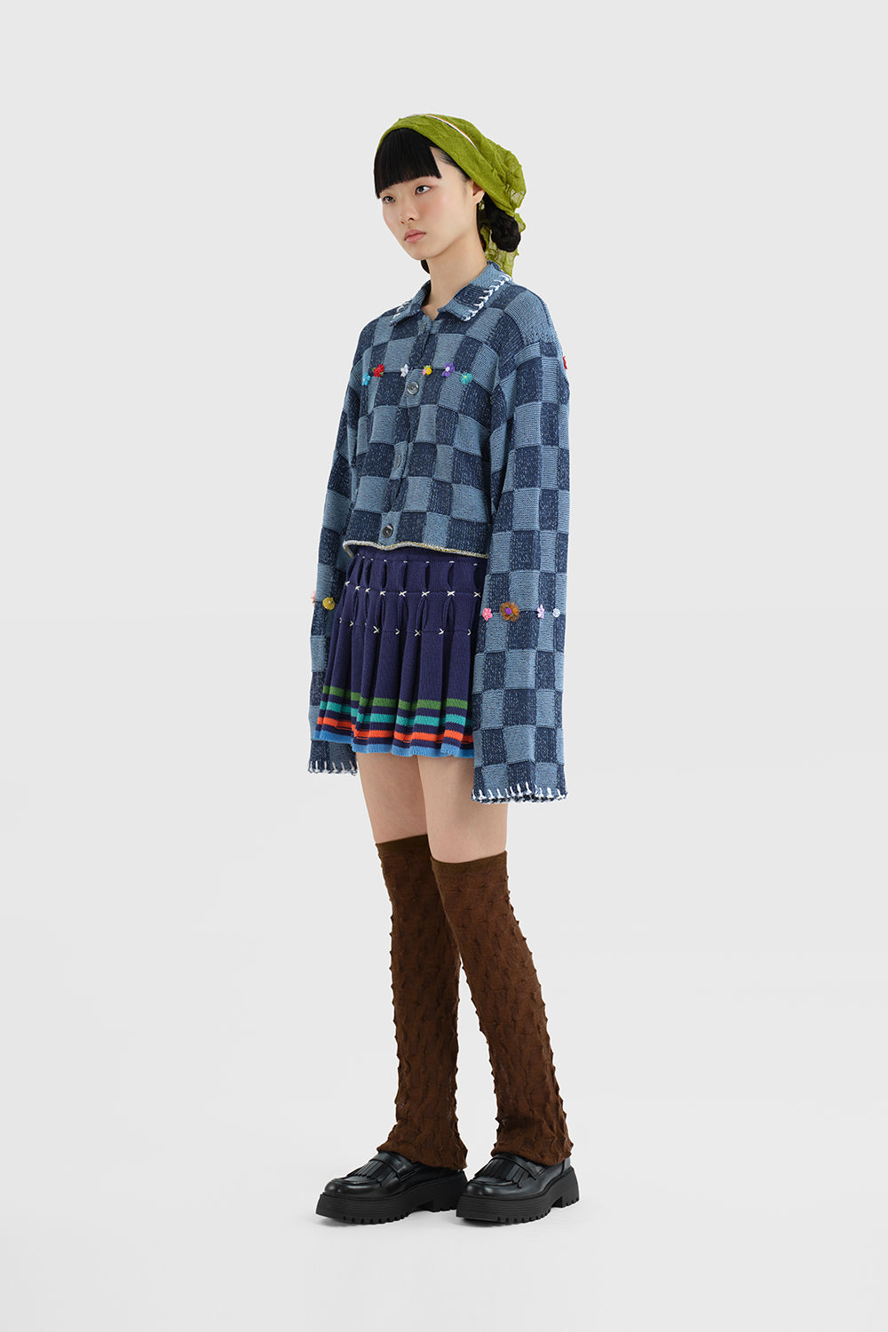 Cotton Bao Pleated Mini Skirt