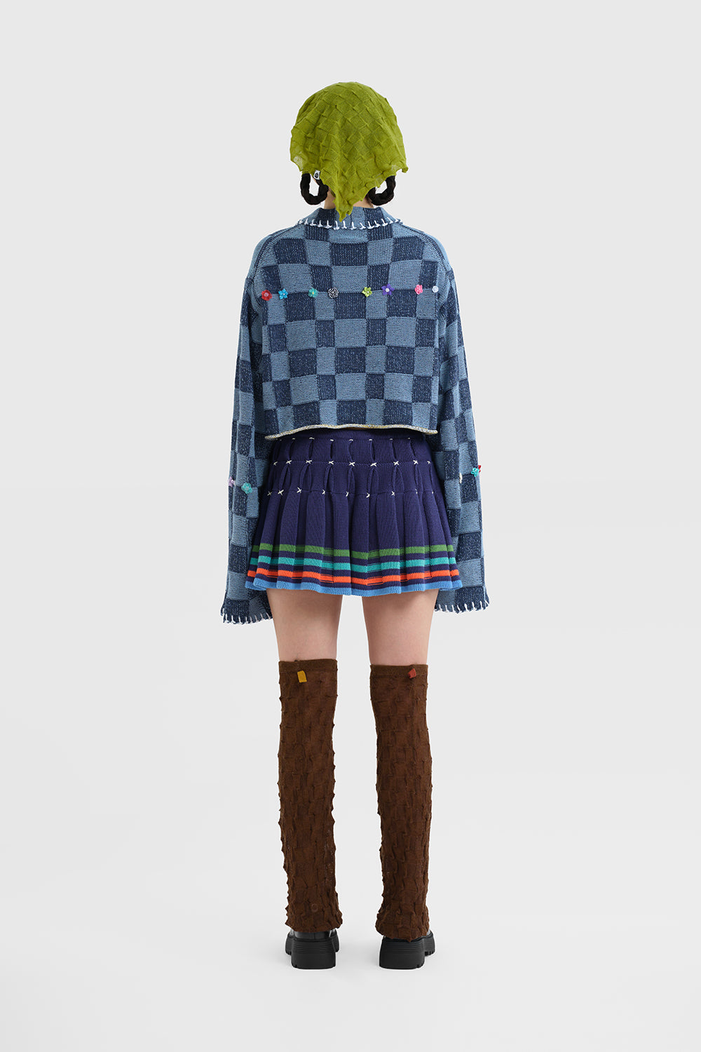 Cotton Bao Pleated Mini Skirt