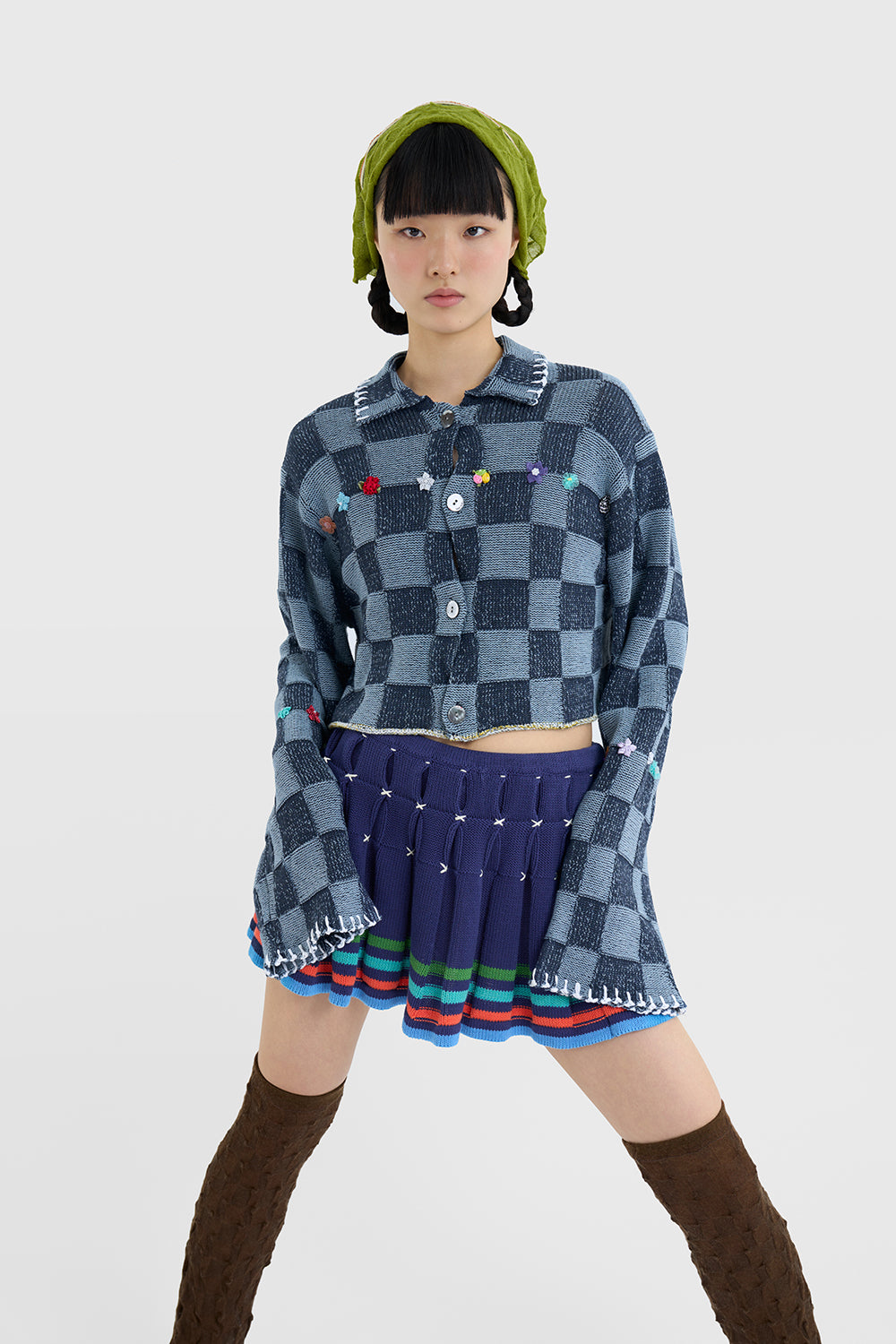 Cotton Bao Pleated Mini Skirt