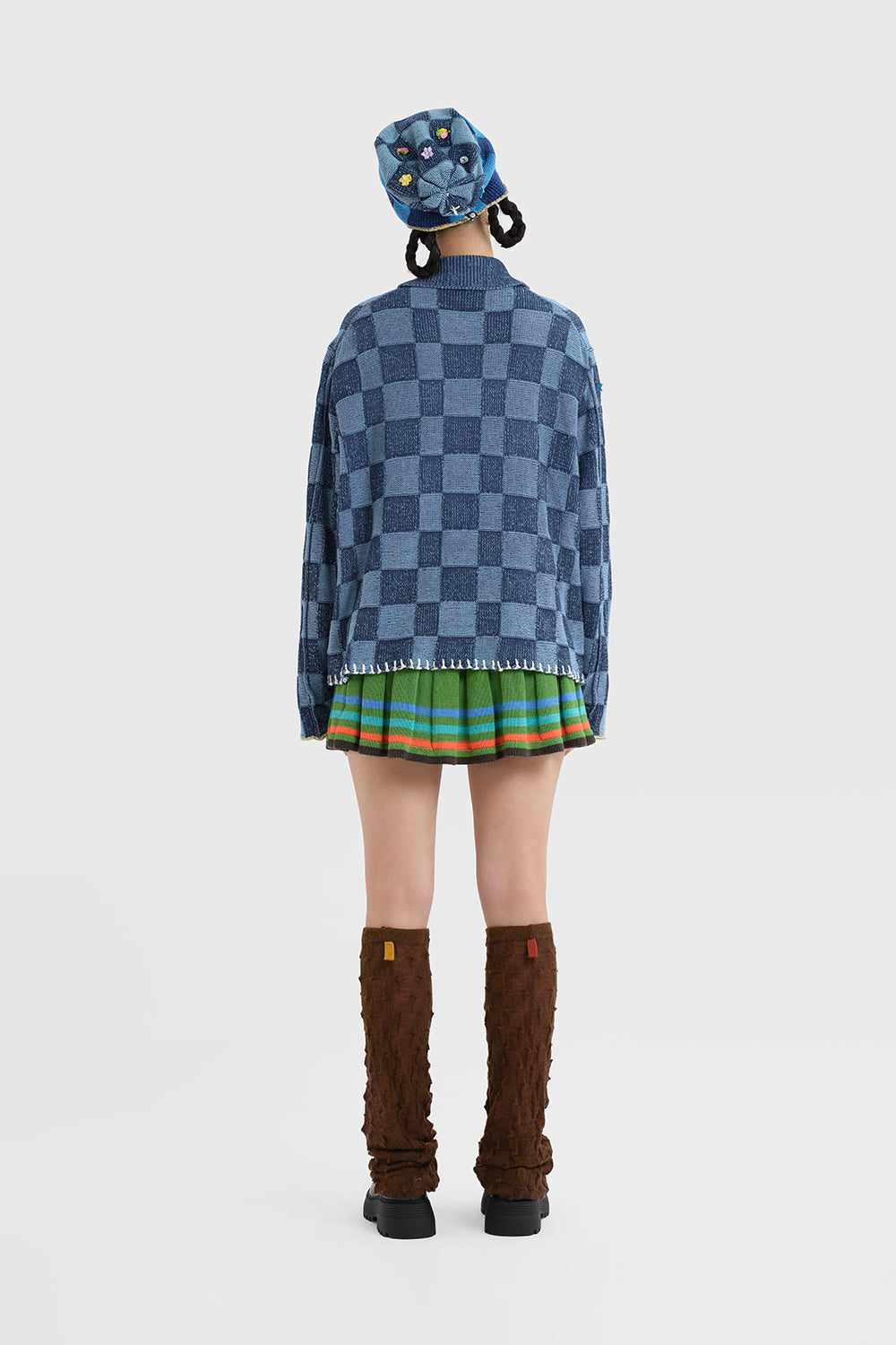 Embellished Check Beanie