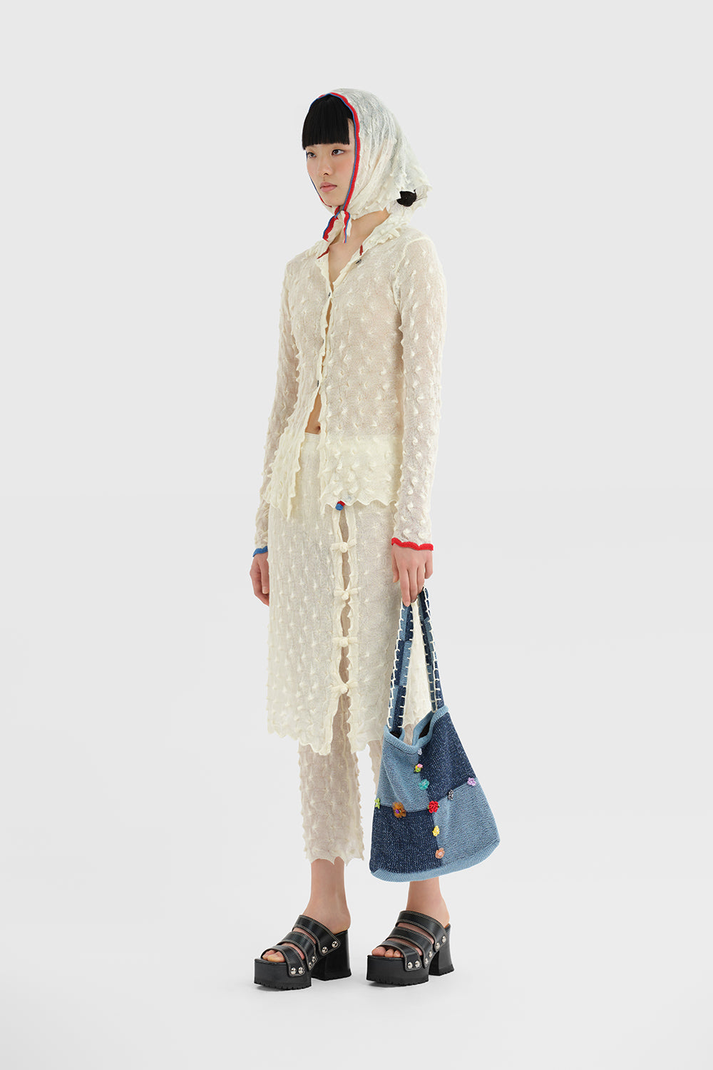 Embellished Check Tote