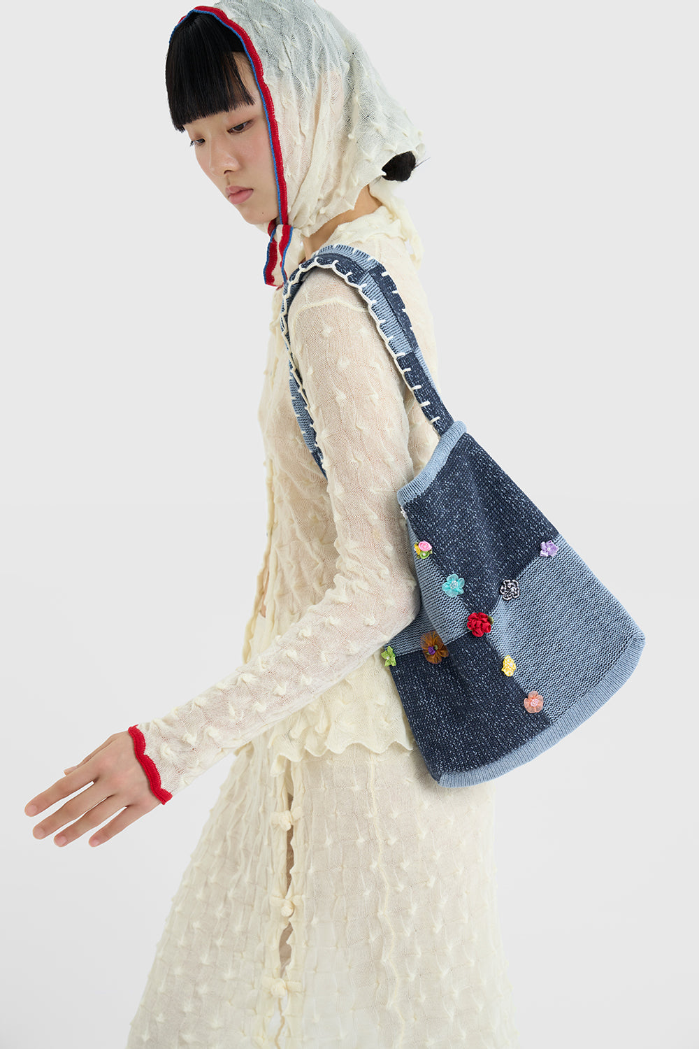 Embellished Check Tote