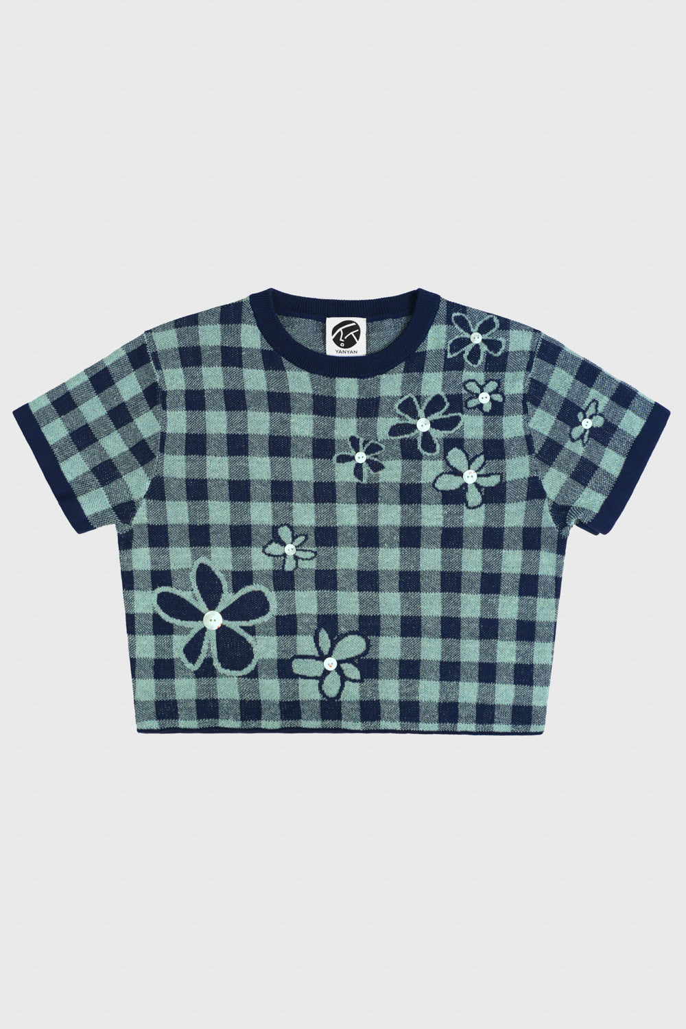 Gingham Flower SS Tee
