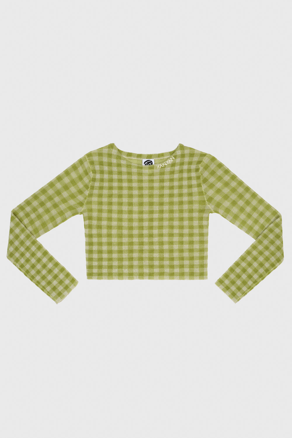 Gingham Boatneck LS Tee
