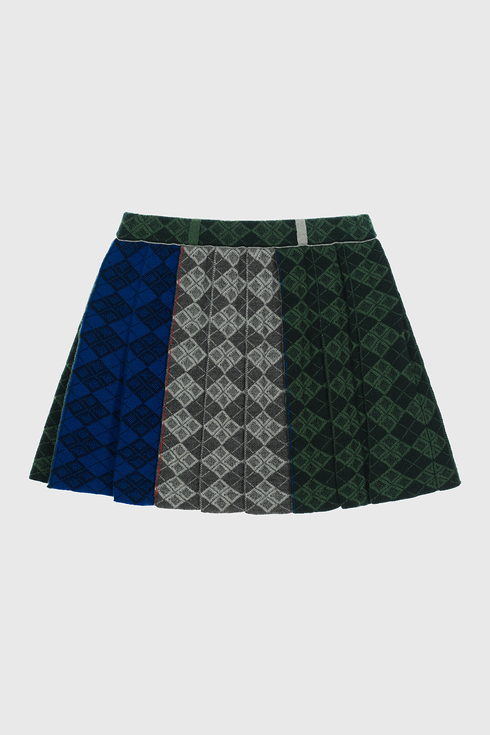 Argyle Pleated Mini Skirt
