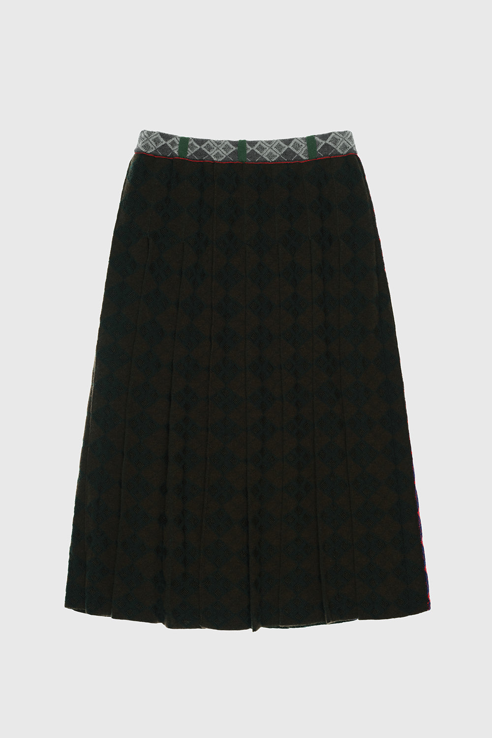 Argyle Pleated Midi Skirt