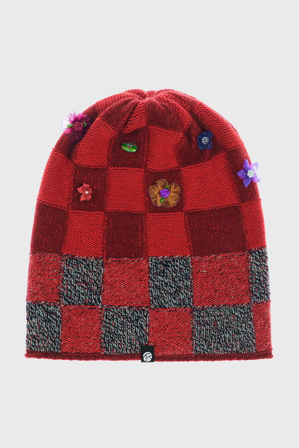 Embellished Check Beanie