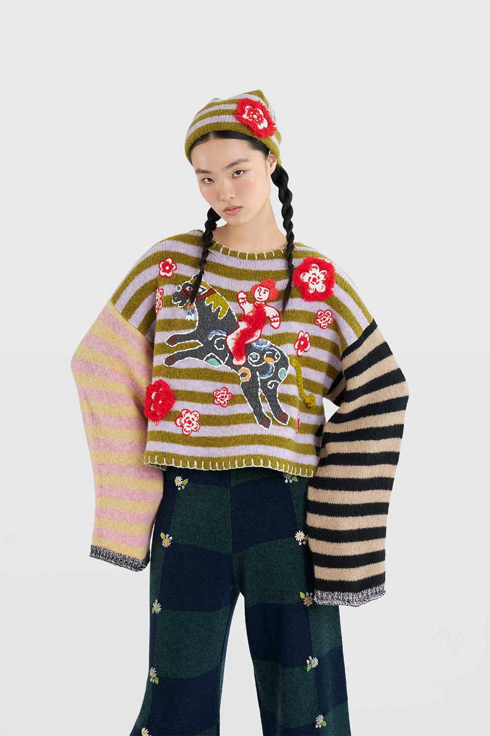 Fuzzy Horse Boatneck Pullover