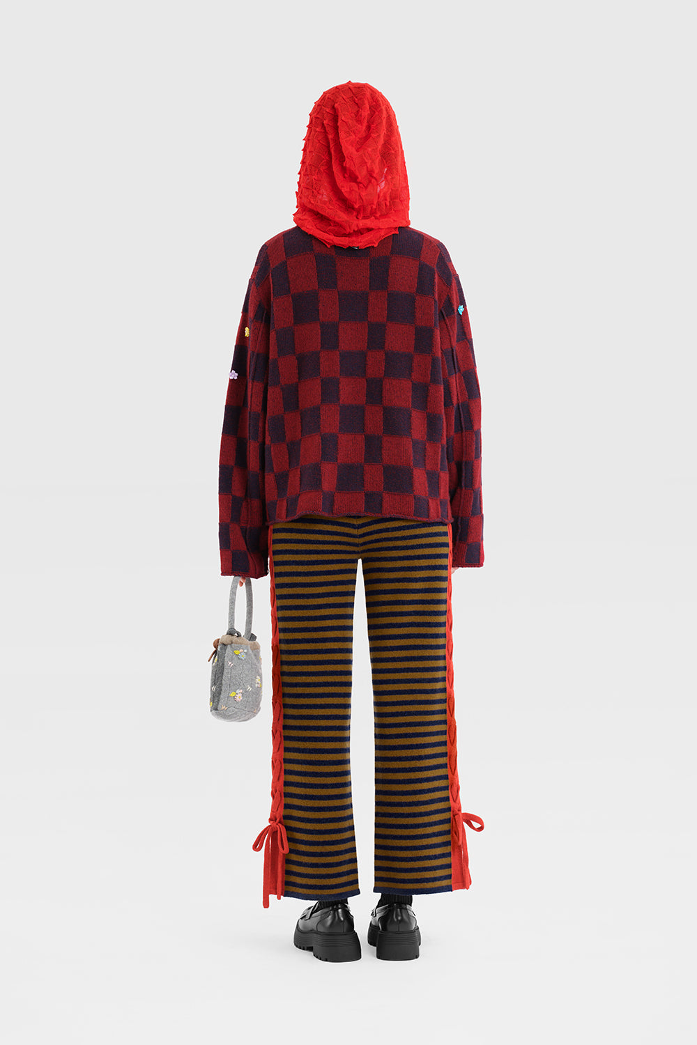 Wool Stripe Lace-Up Pant