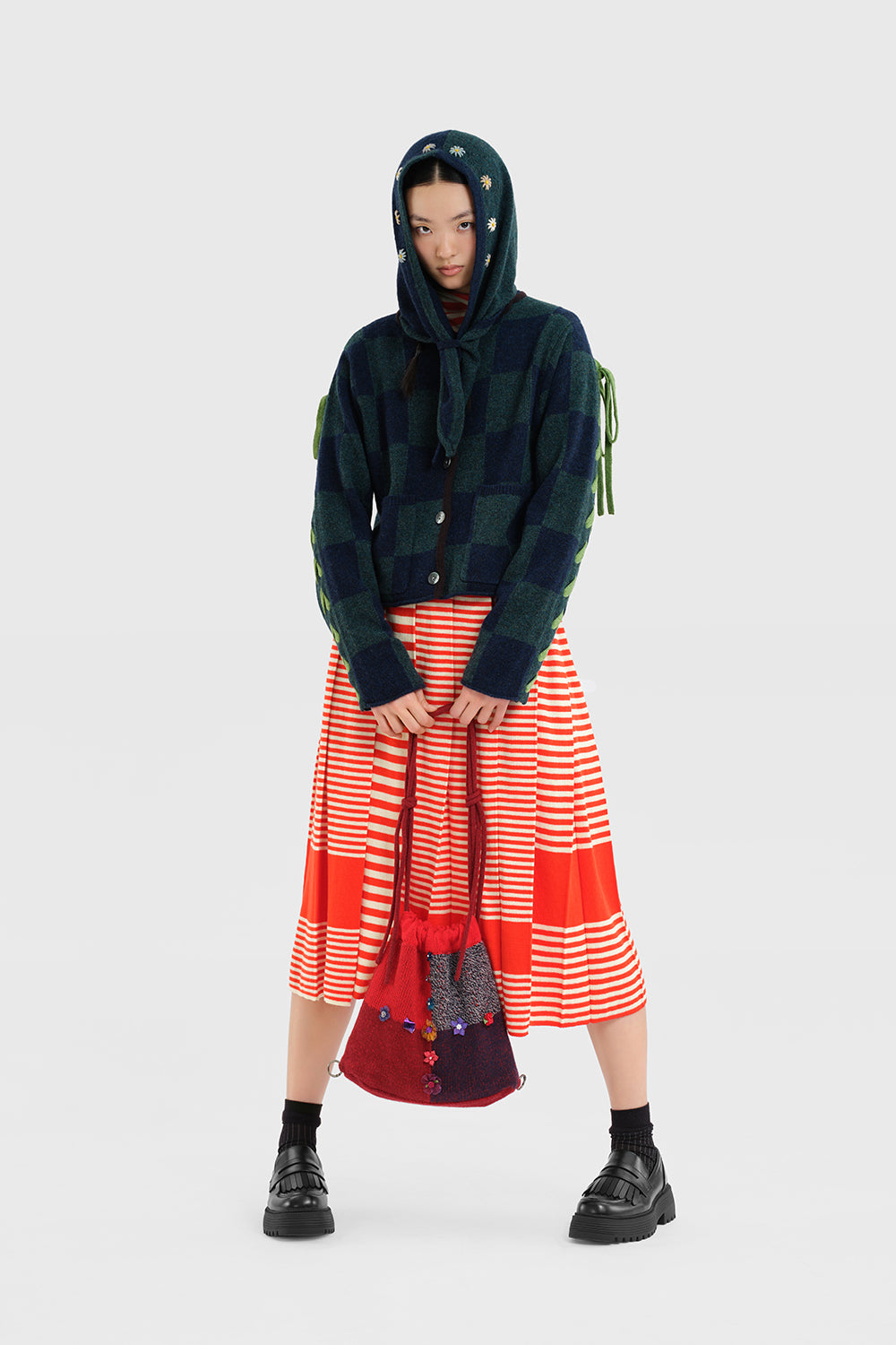 Daisy Check Boxy Jacket with Removable Hood