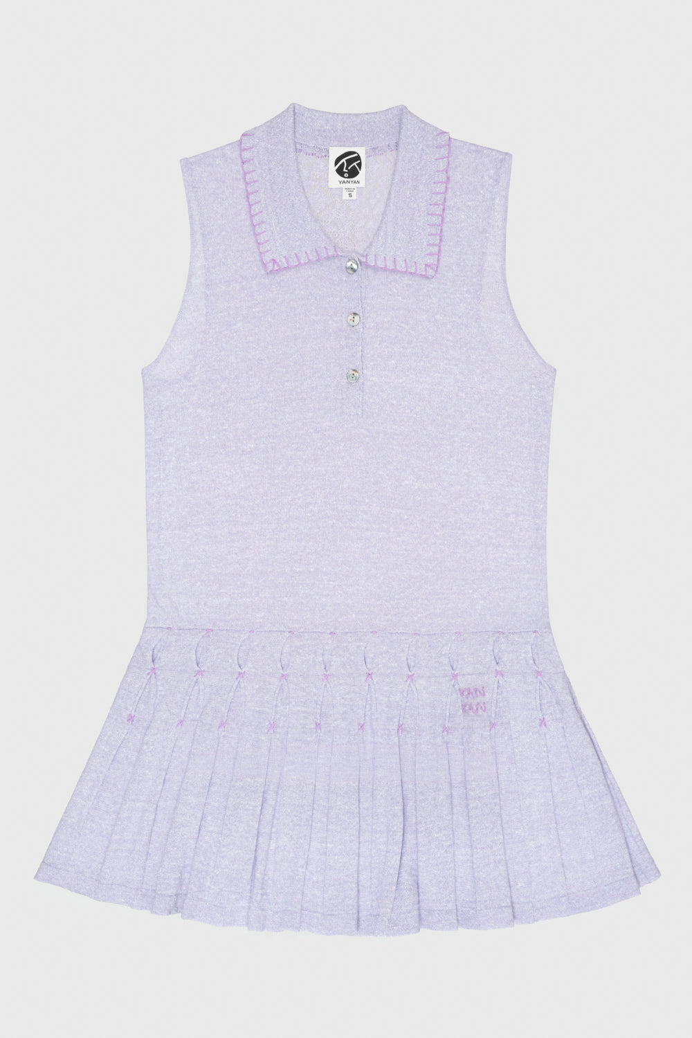 Snowflake Linen Sleeveless Polo Mini Dress