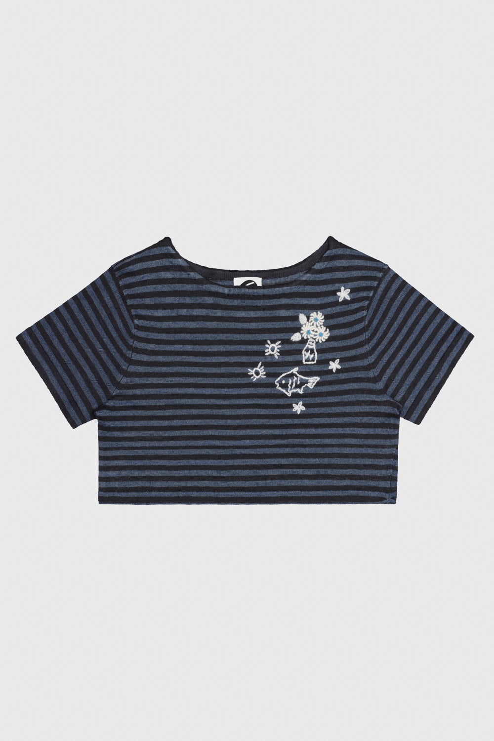 Daisy Linen Stripe Crop BB Tee