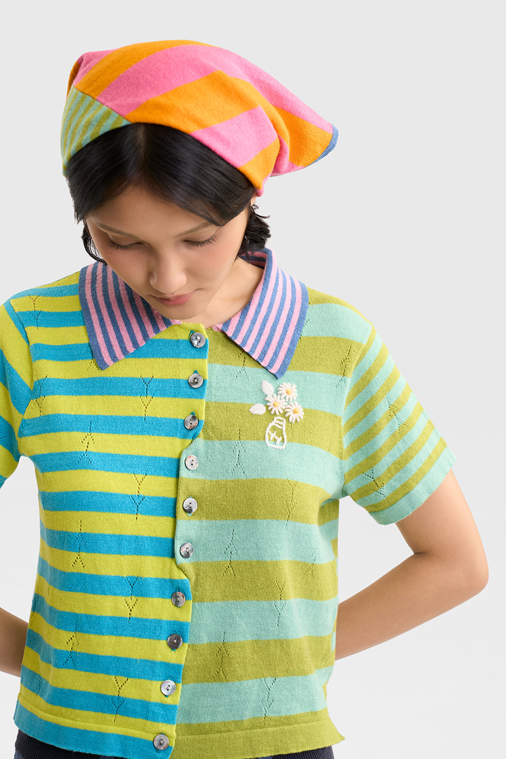 Daisy Linen Stripe SS Cardigan