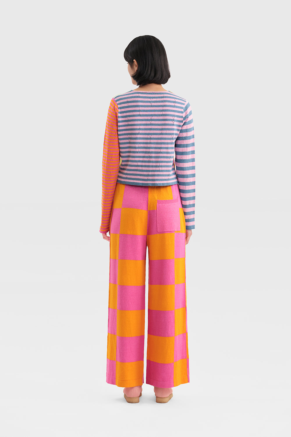 Daisy Linen Check Wide Leg Pant
