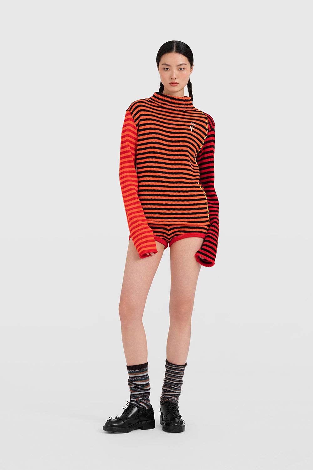 Cotton Bao Stripe Turtleneck