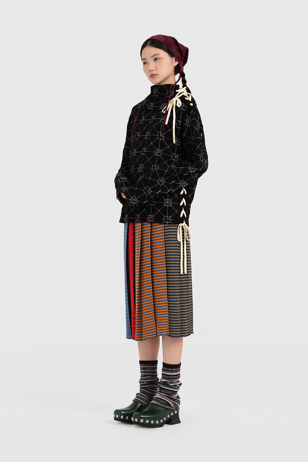 June Lace Up Funnel Neck Pullover