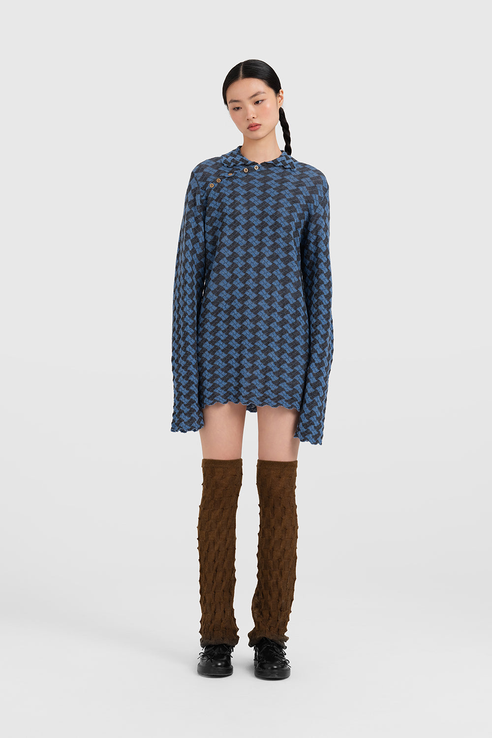 collared sweater mini dress Basket Collared Mini Dress S