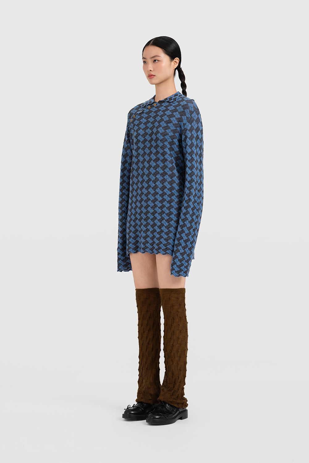 Basket Collared Mini Dress