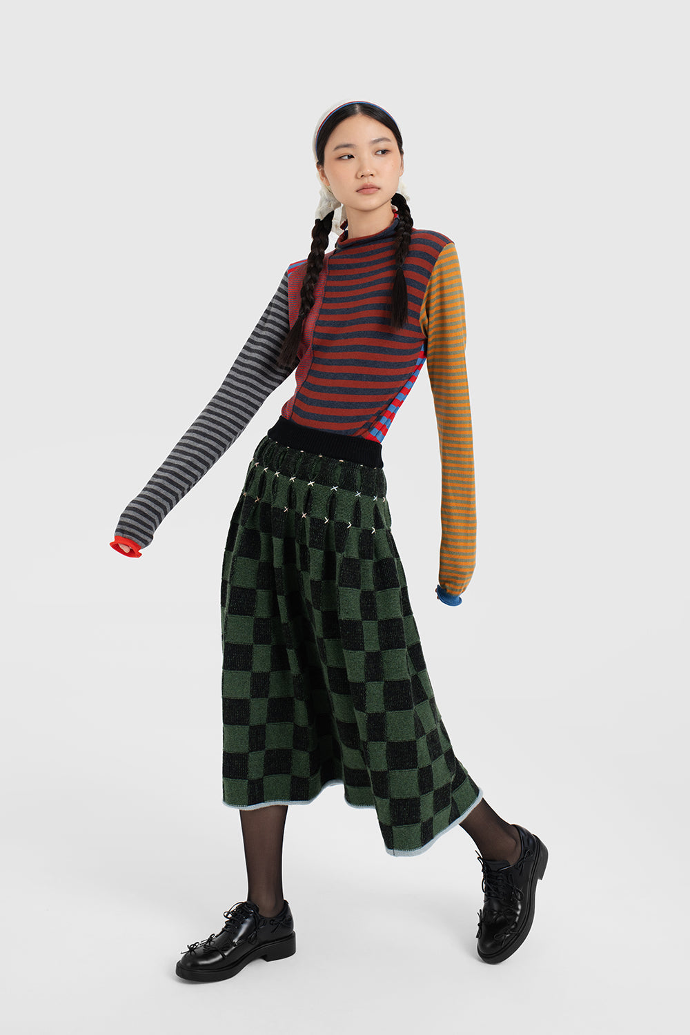 Mismatched Stripe Mockneck LS Pullover