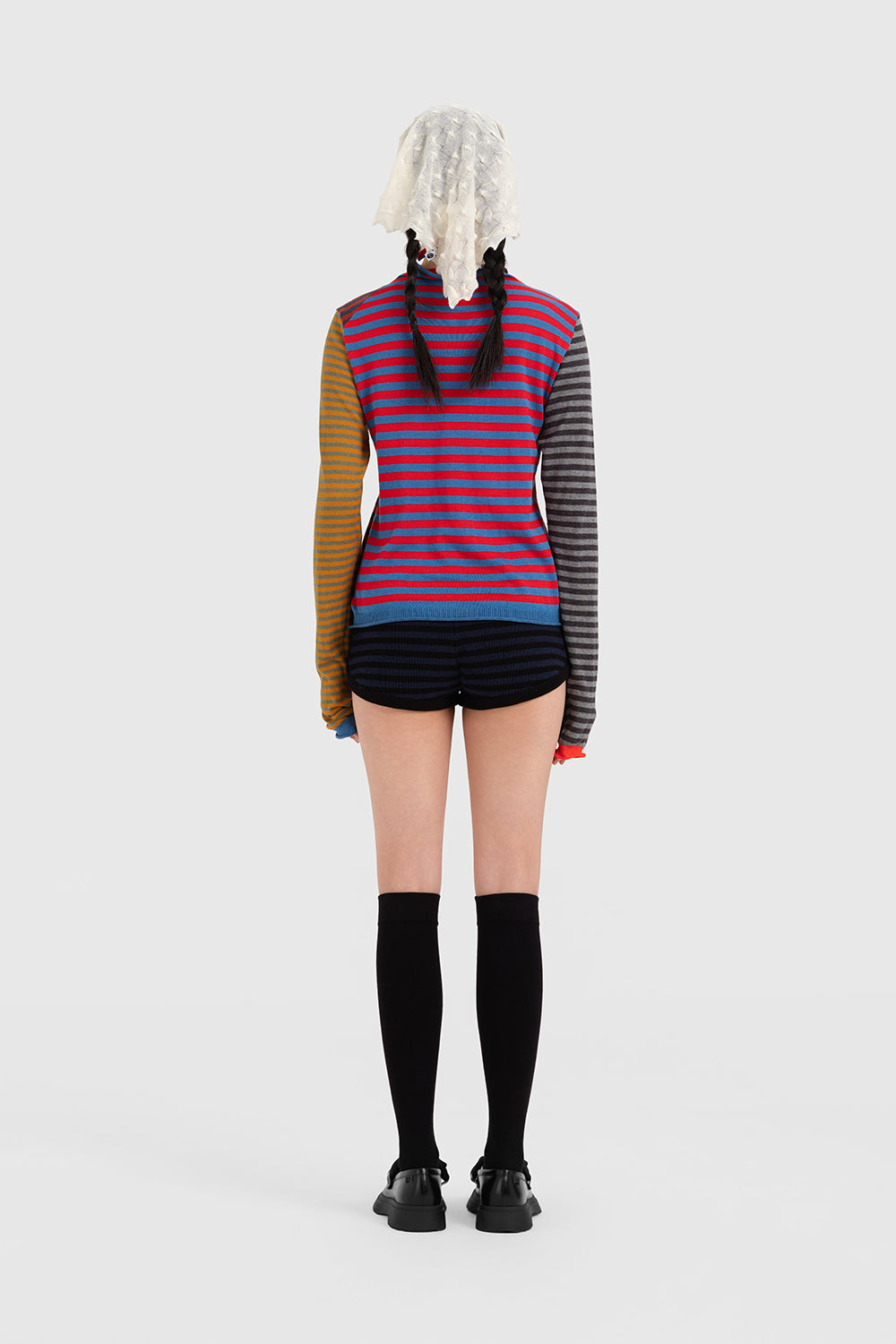 Mismatched Stripe Mockneck LS Pullover