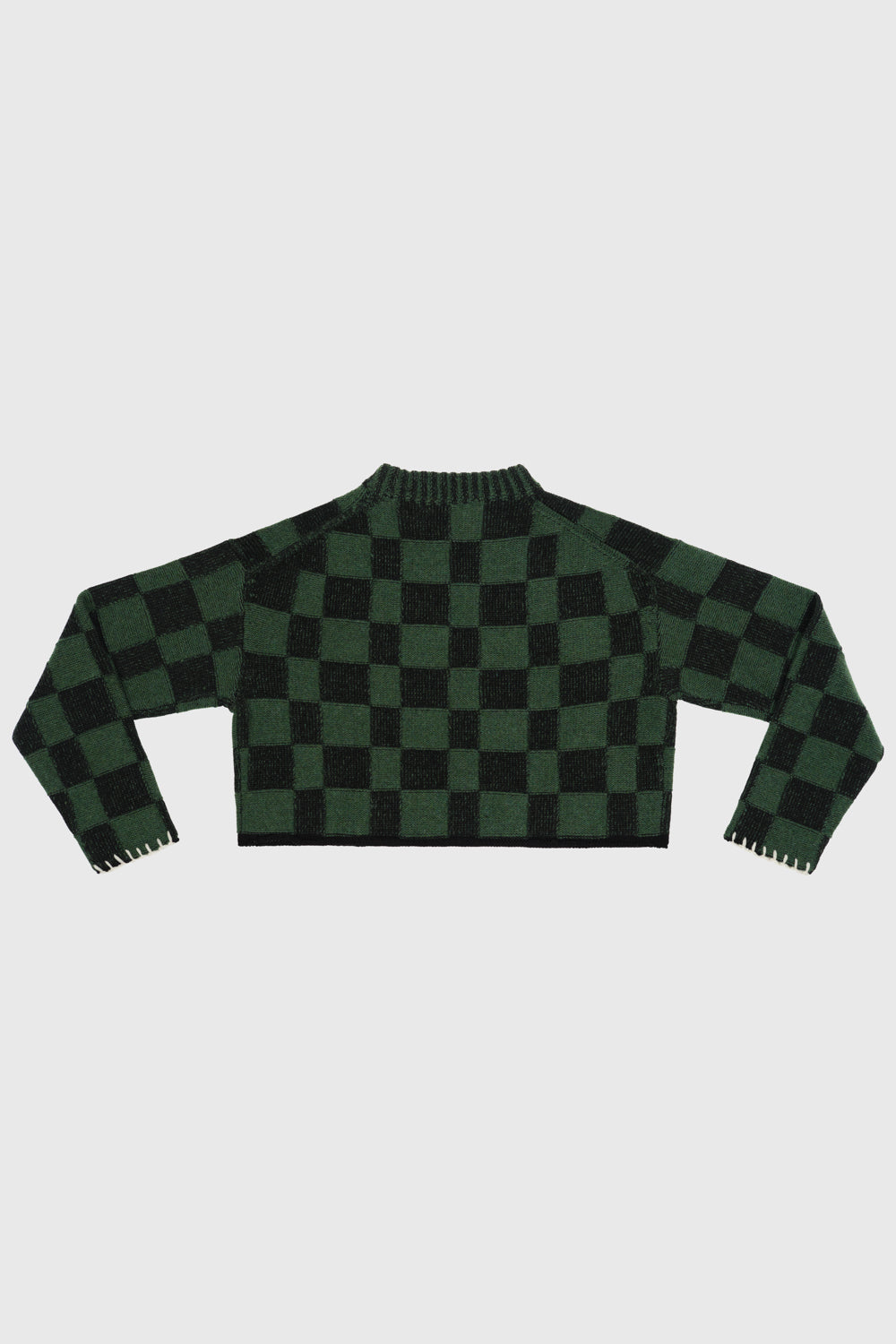 Wool Check Cropped Pullover