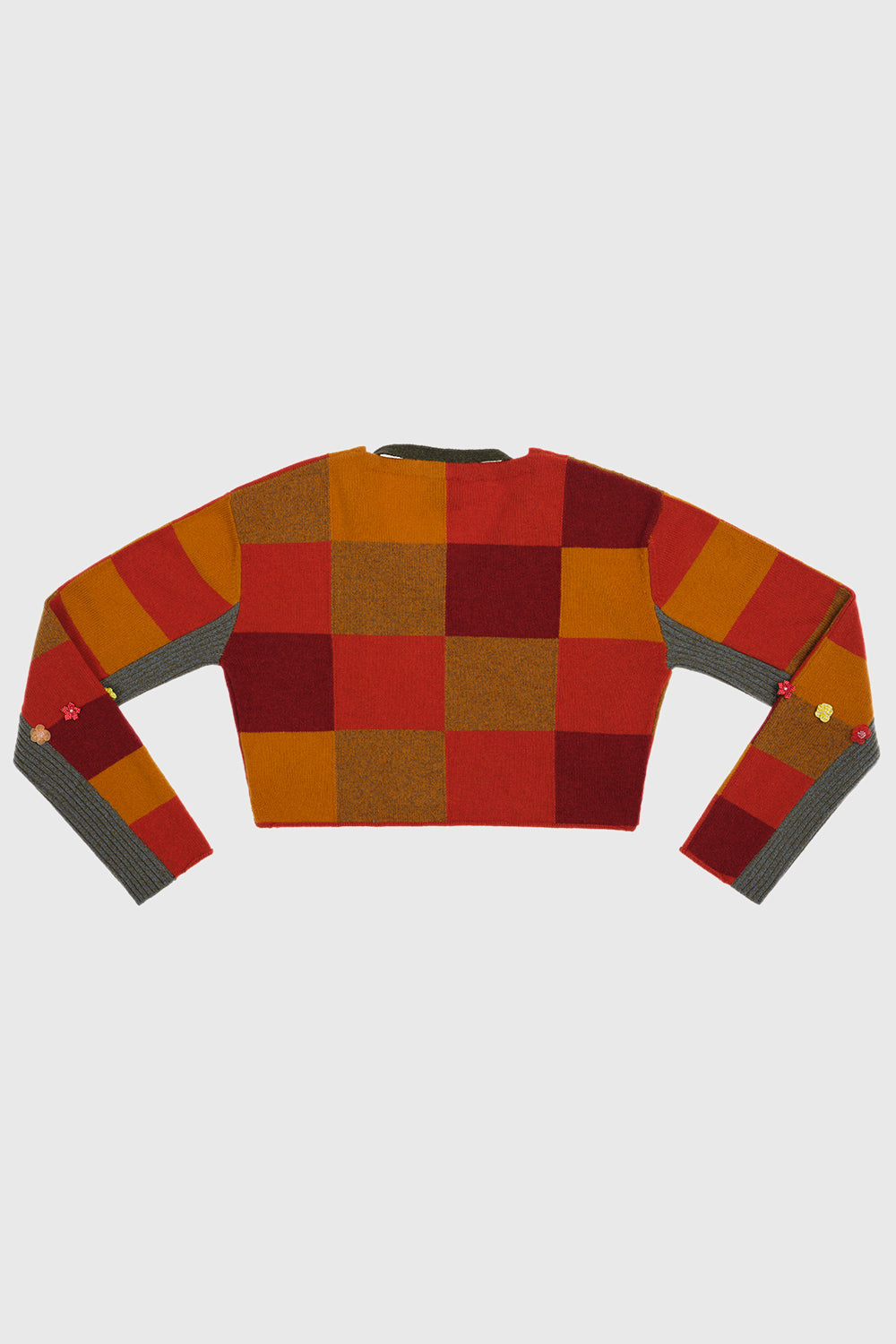 Checked V-neck Crop Pullover