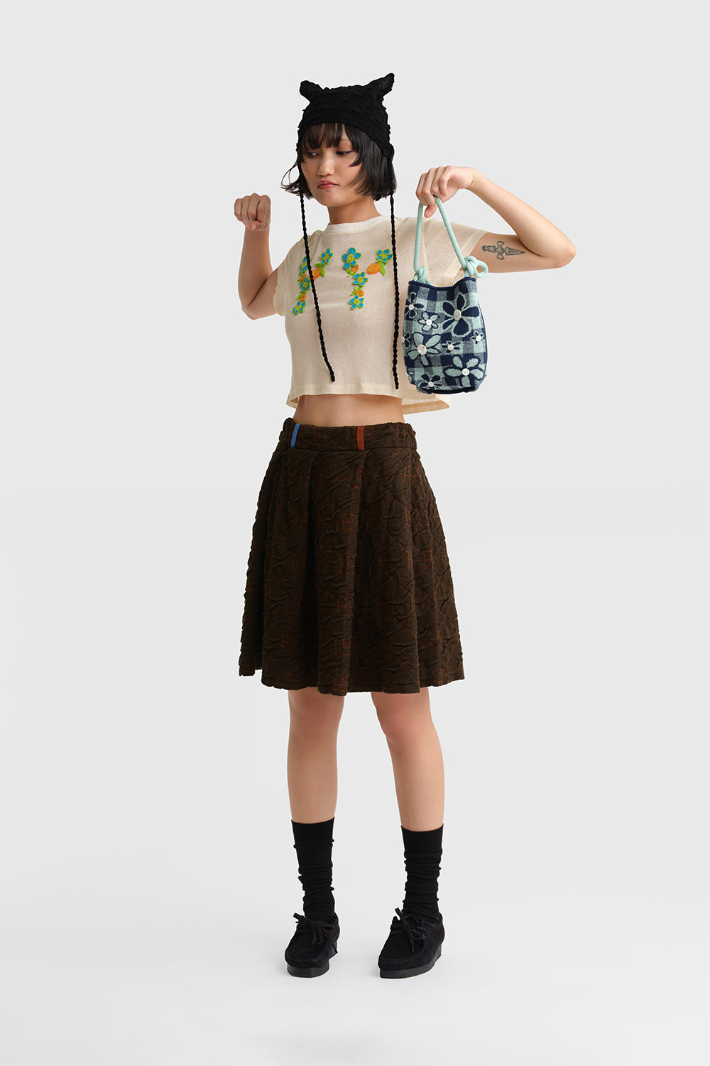 Floral "YY" Crop Mesh Tee (Yanniversary Limited Edition)