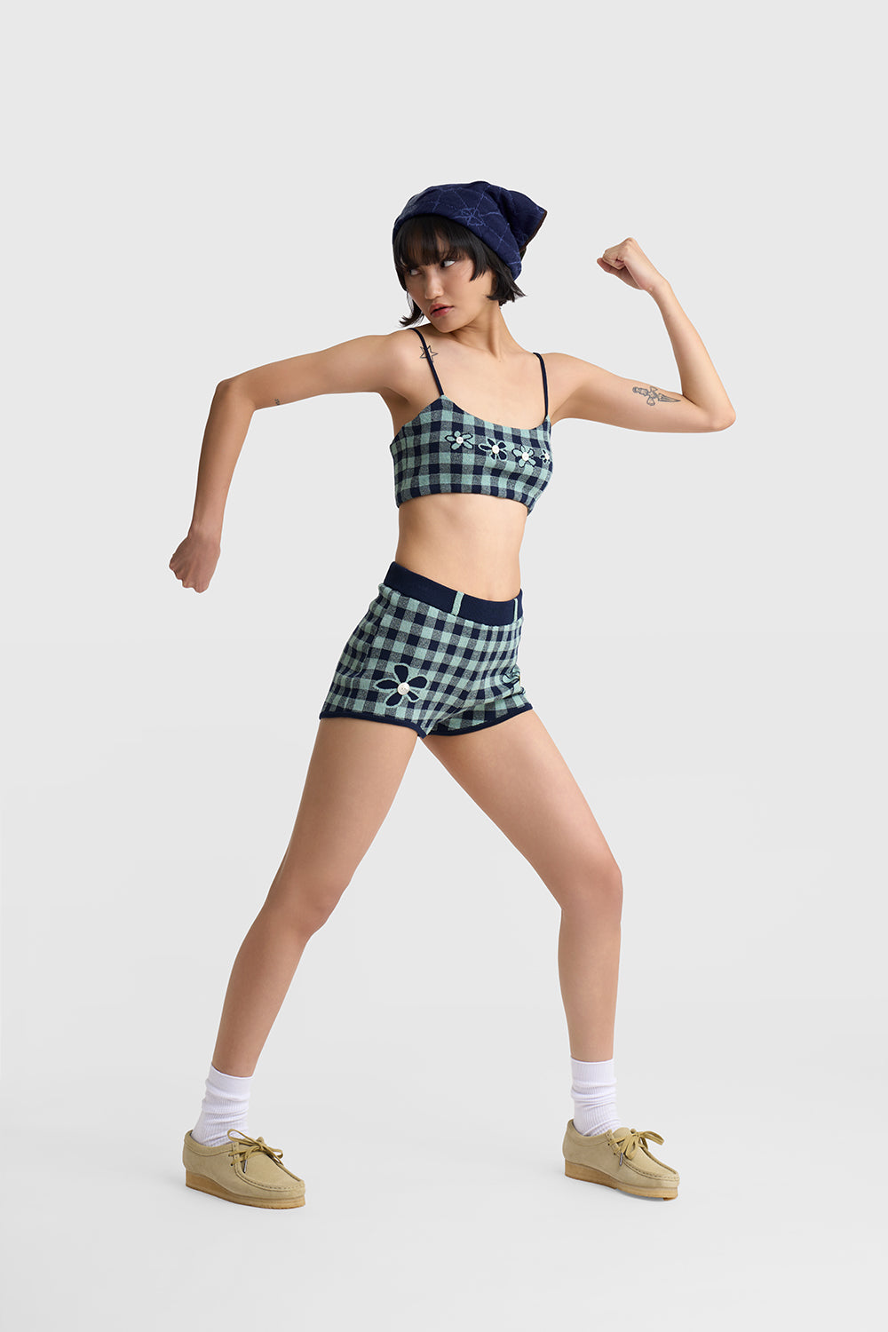Gingham Flower Booty Short