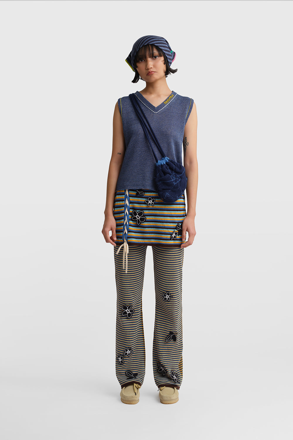 Romy Double Layer Lace Up Mini Skirt with Pant