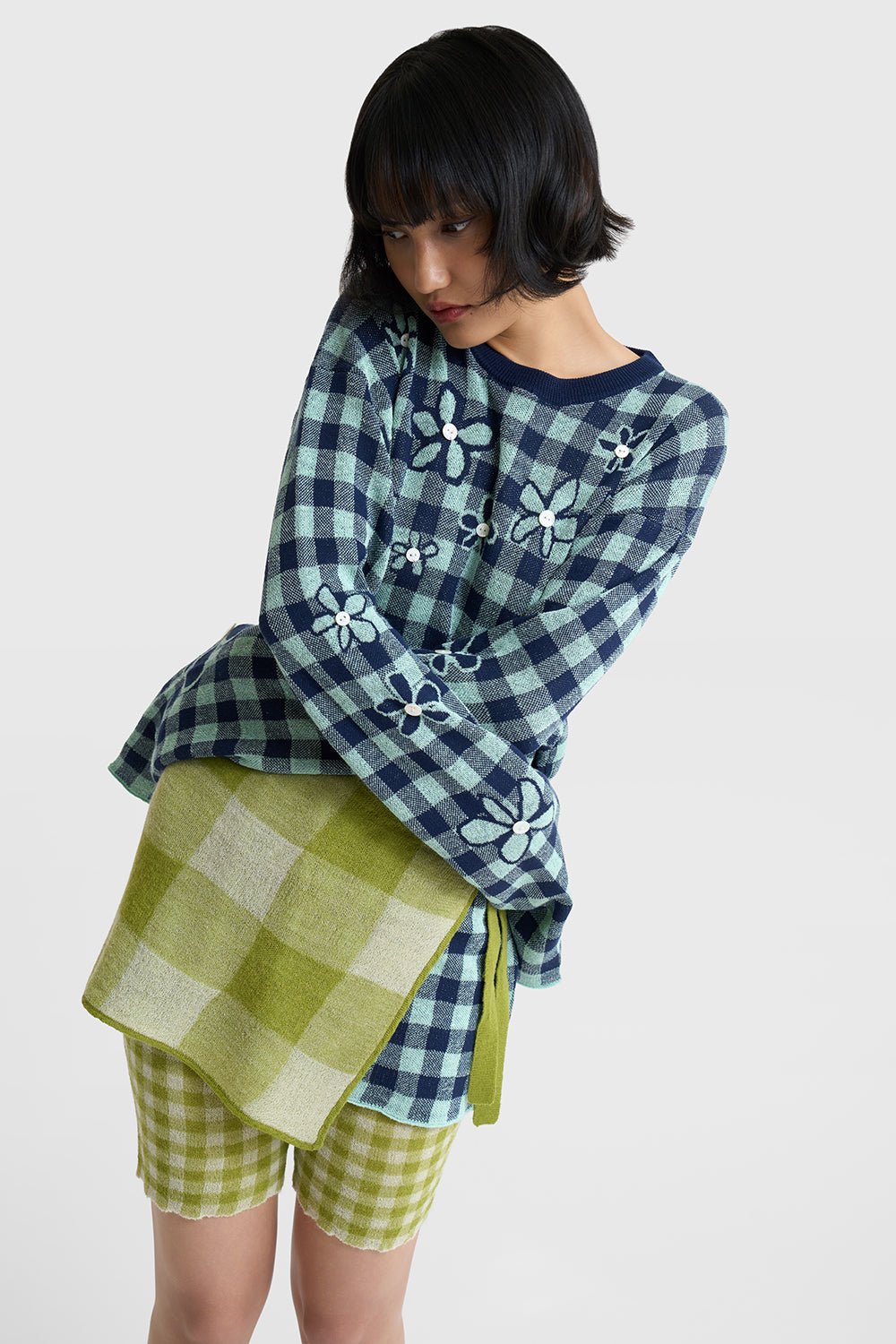 Gingham Bike Short with Apron Set