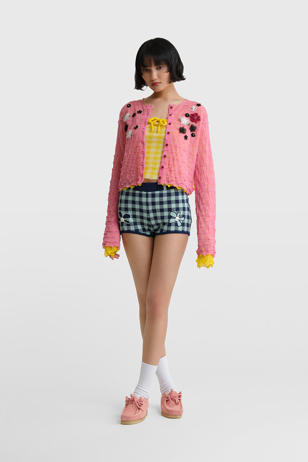 Gingham Flower Booty Short