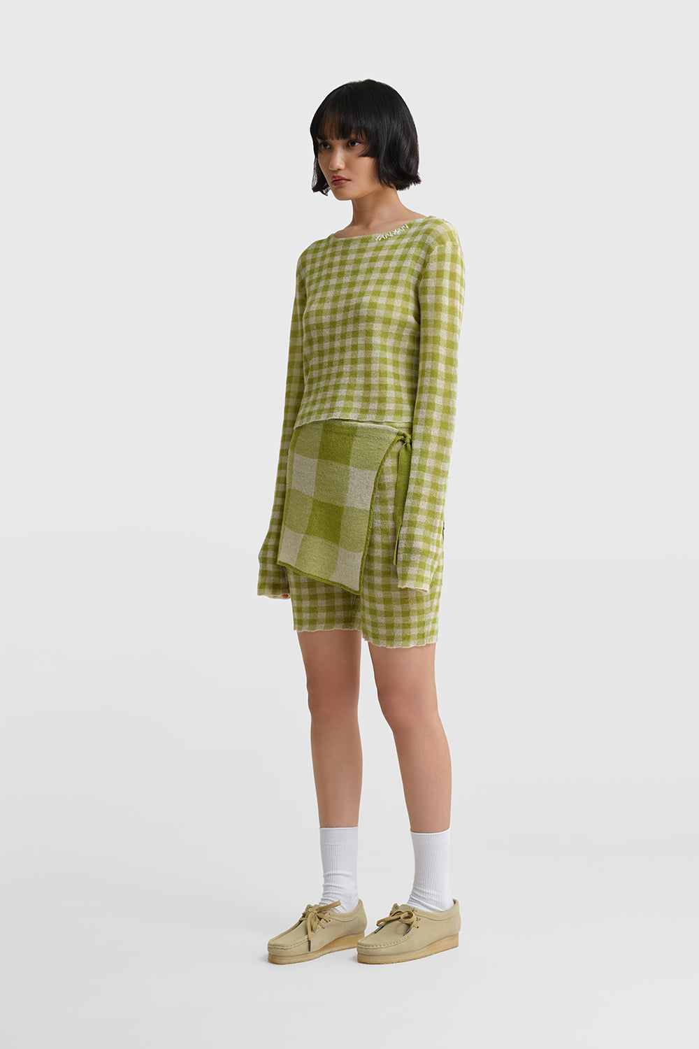 Gingham Bike Short with Apron Set