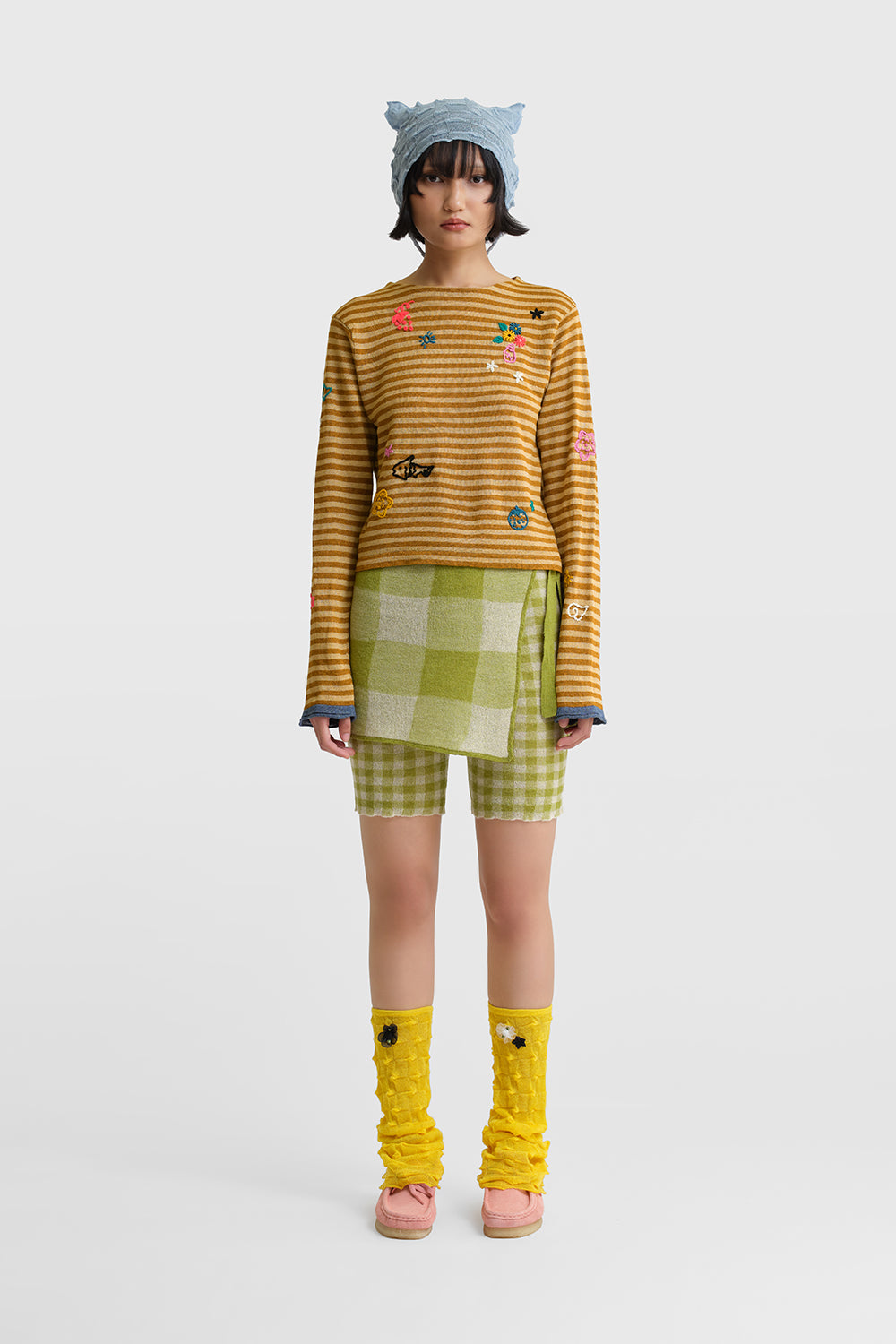 Gingham Bike Short with Apron Set