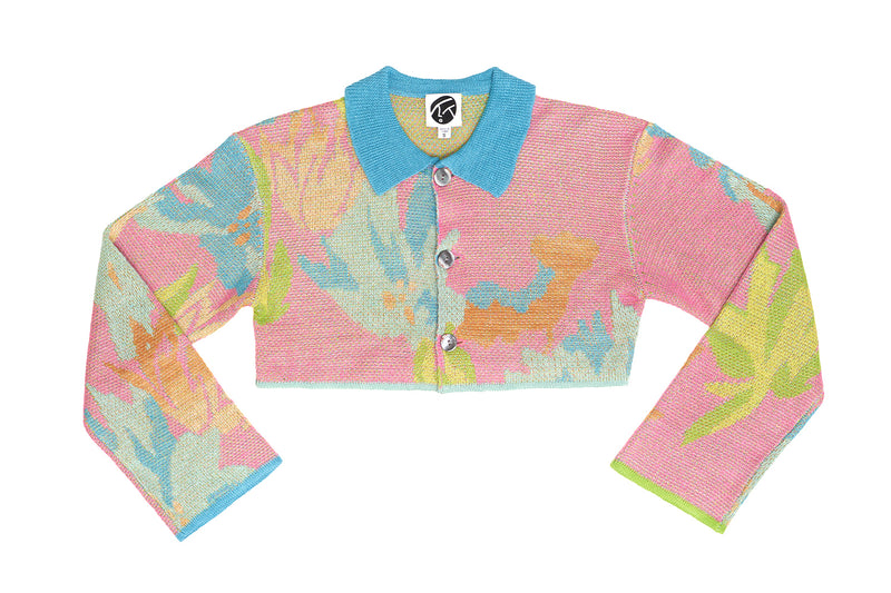 Lily Crop Jacket in Candy Linen Jacquard