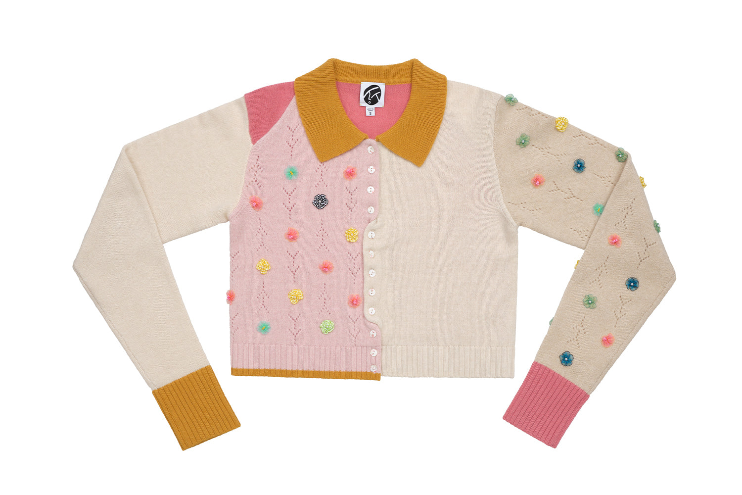 Checked Extra Long Sleeve Collared Cardigan