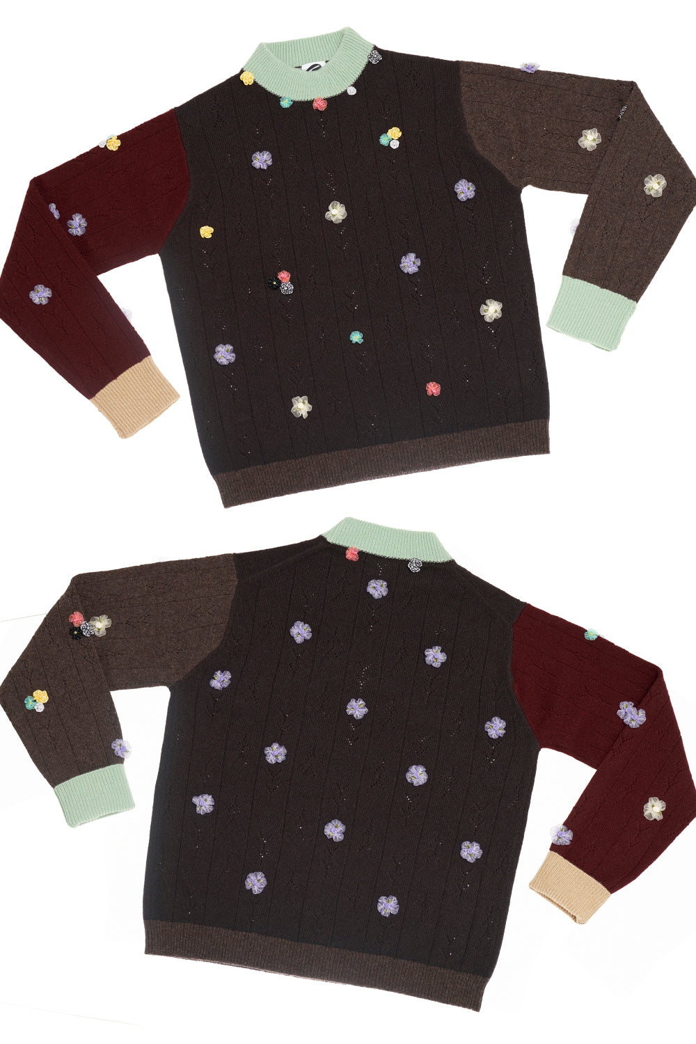 Ribbon Mock Neck Pullover