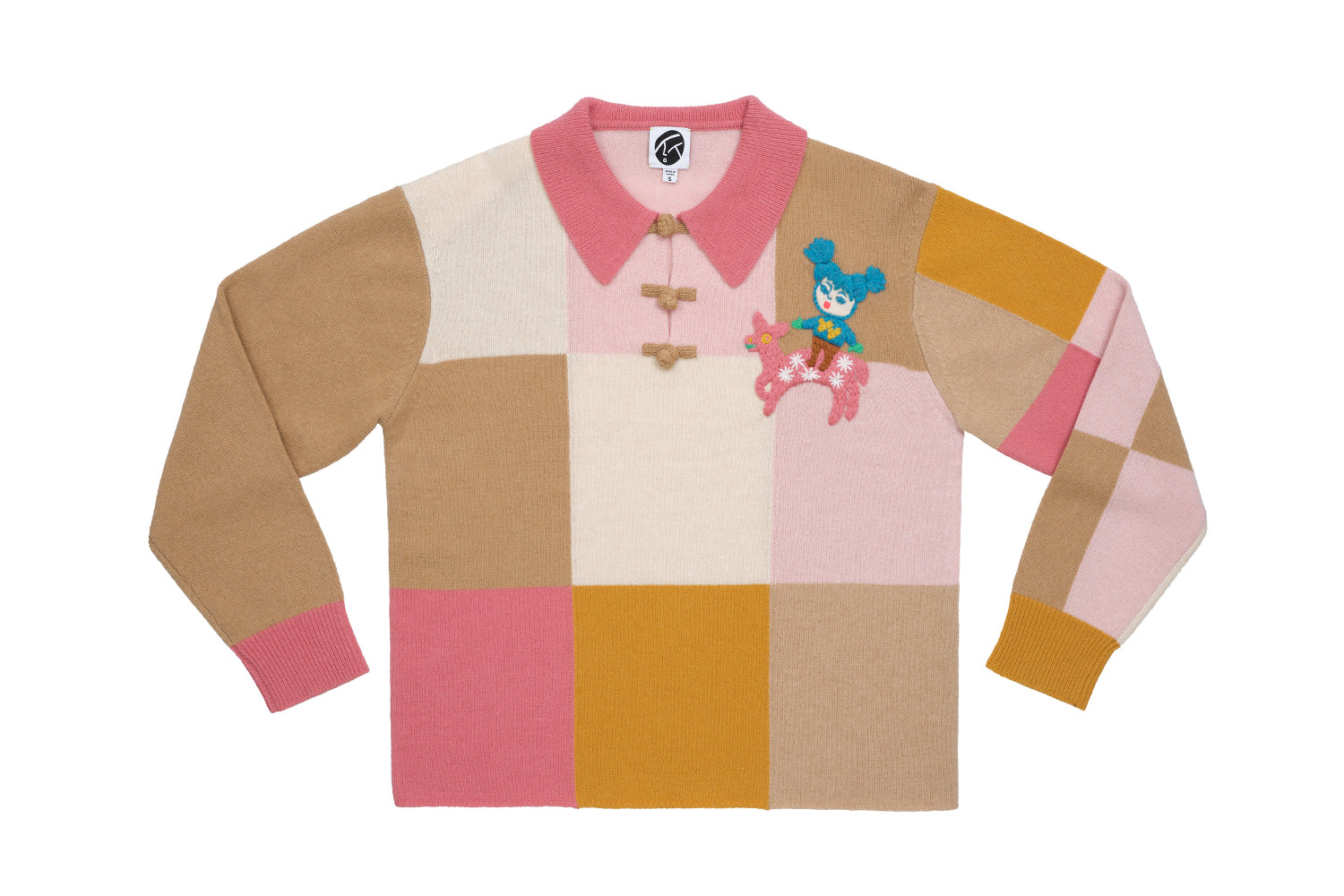 Checked Oversized Collared Pullover
